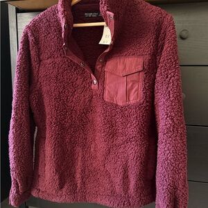 Abercrombie & Fitch Burgundy Sherpa Jacket Pullover